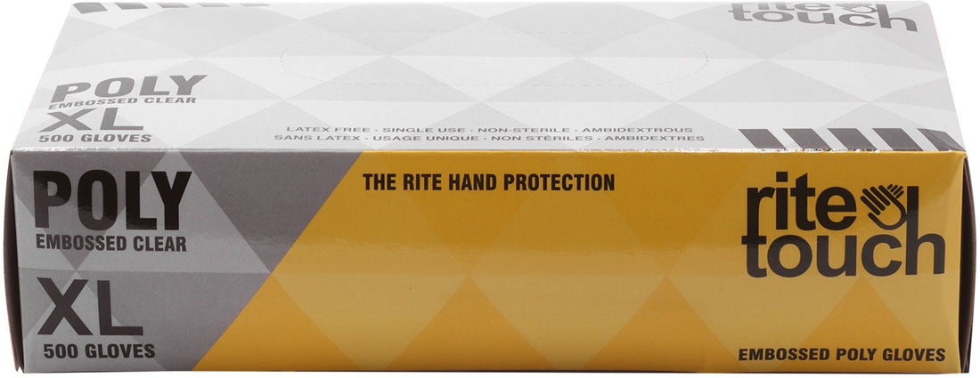 RiteTouch - Clear X-Large Poly Gloves, 500/bx, 4Bx/Cs - GPE500X
