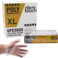 RiteTouch - Clear X-Large Poly Gloves, 500/bx, 4Bx/Cs - GPE500X