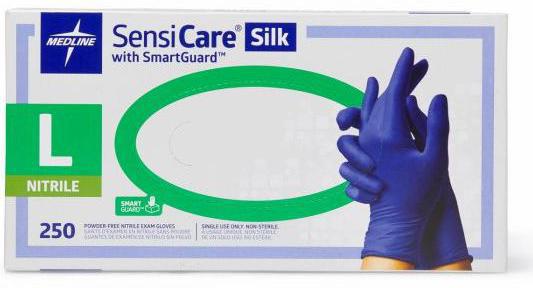 RiteTouch - SensiCare Silk Large PF Nitrile Exam Gloves with SmartGuard Film, 250/bx, 10bx/cs - MDS2586