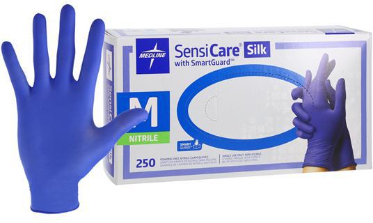 RiteTouch - SensiCare Silk Medium PF Nitrile Exam Gloves with SmartGuard Film, 250/bx, 10bx/cs - MDS2585
