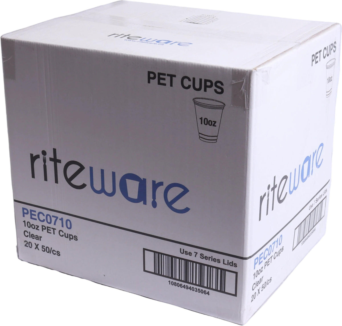 RiteWare - 10 Oz Clear 7 Series PET Cups, 1000/Cs - PEC0710