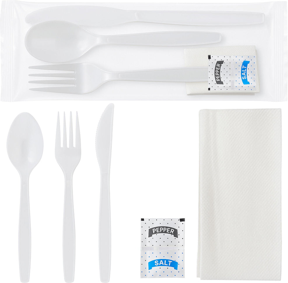 RiteWare - 6 PC Medium Weight White Cutlery Kit, 250/cs - CK2106S