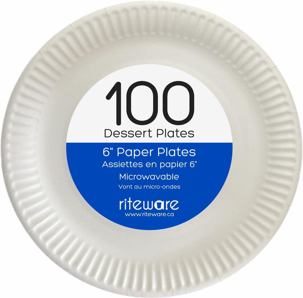 RiteWare - 6" Paper Round Plates, Pack of 100, 10 Packs/Cs - DP060