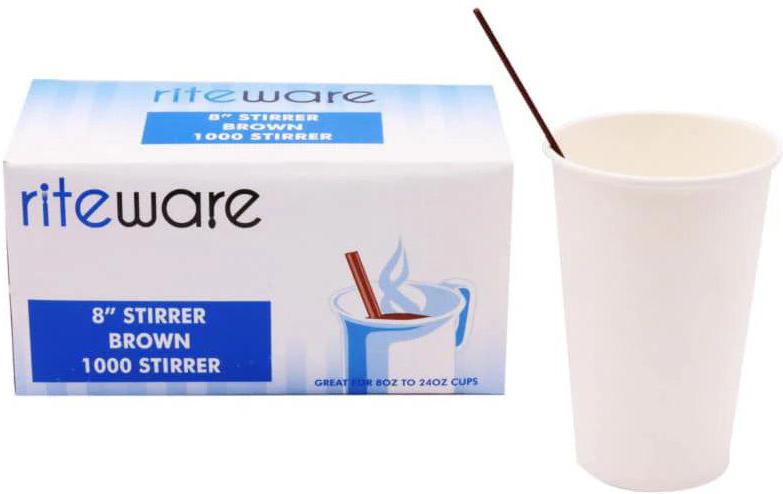 RiteWare - 8" Brown Coffee Stirrer, 1000/bx - SP0838