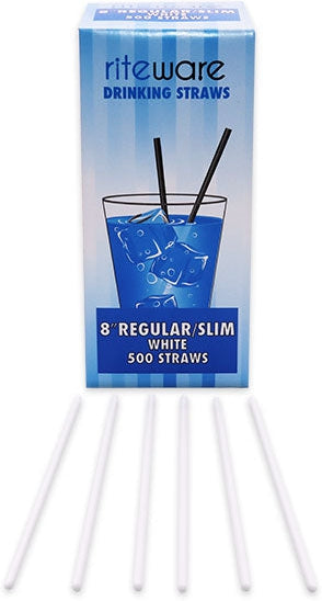 RiteWare - 8 Inch White Milkshake Straws, 250 Per Box - SP0810
