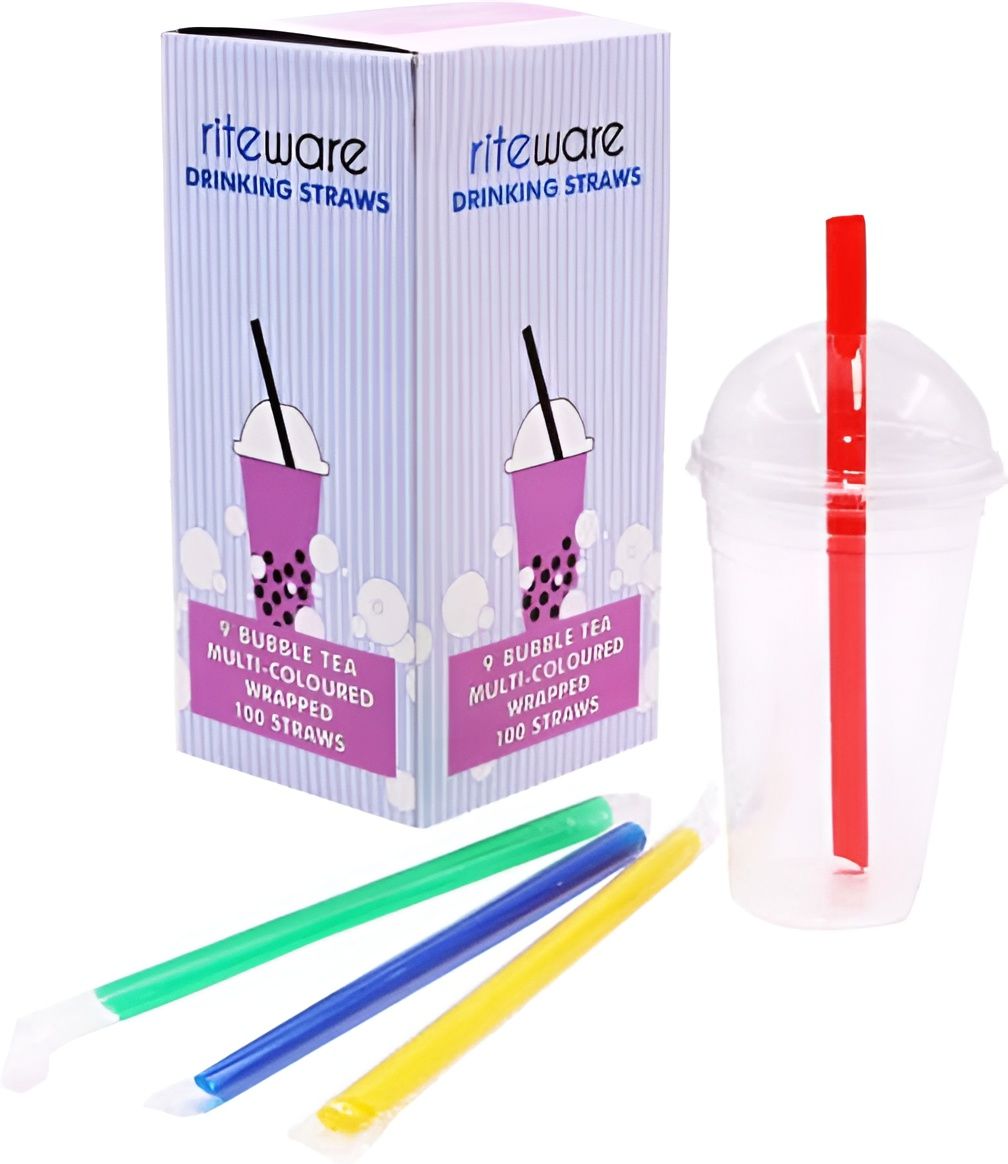 RiteWare - 9 Inch Bubble Tea Straw Wrapped, 100 Per Box - SP0957W