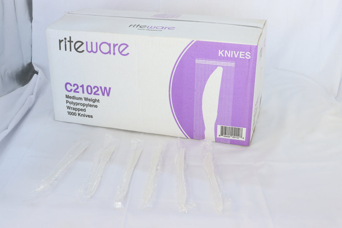 RiteWare - White Medium Weight Individually Wrapped Knife, Pack of 1000 - C2102W