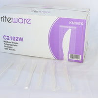RiteWare - White Medium Weight Individually Wrapped Knife, Pack of 1000 - C2102W