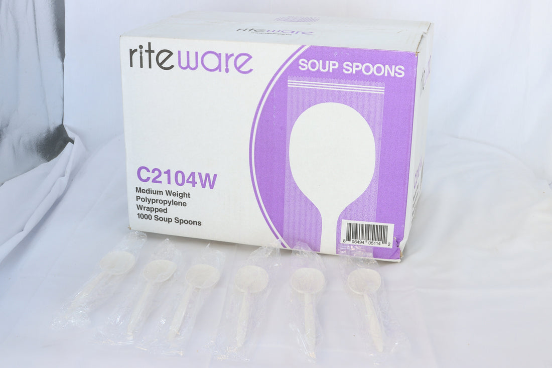 RiteWare White SoupSpoon WRAPPED, 1000/Cs - C2104W