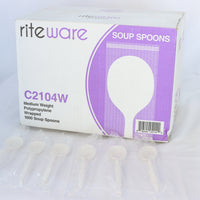 RiteWare White SoupSpoon WRAPPED, 1000/Cs - C2104W