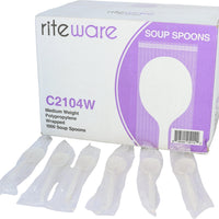 RiteWare White SoupSpoon WRAPPED, 1000/Cs - C2104W