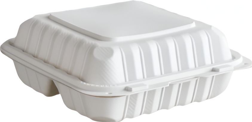 Ritepak - 7" x 7" MFPP White Hinged 3-Compartment Container, 150 Pc/Cs - CEP73