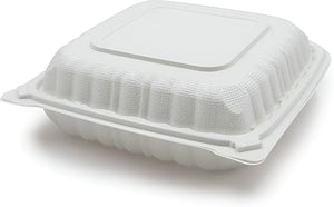 Ritepak - 8" x 8" MFPP White Hinged Microwavable Container, 150 Pc/Cs - CEP81
