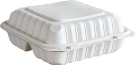 Ritepak - 9" x 9" MFPP White Hinged 3-Compartment Container, 150 Pc/Cs - CEP93