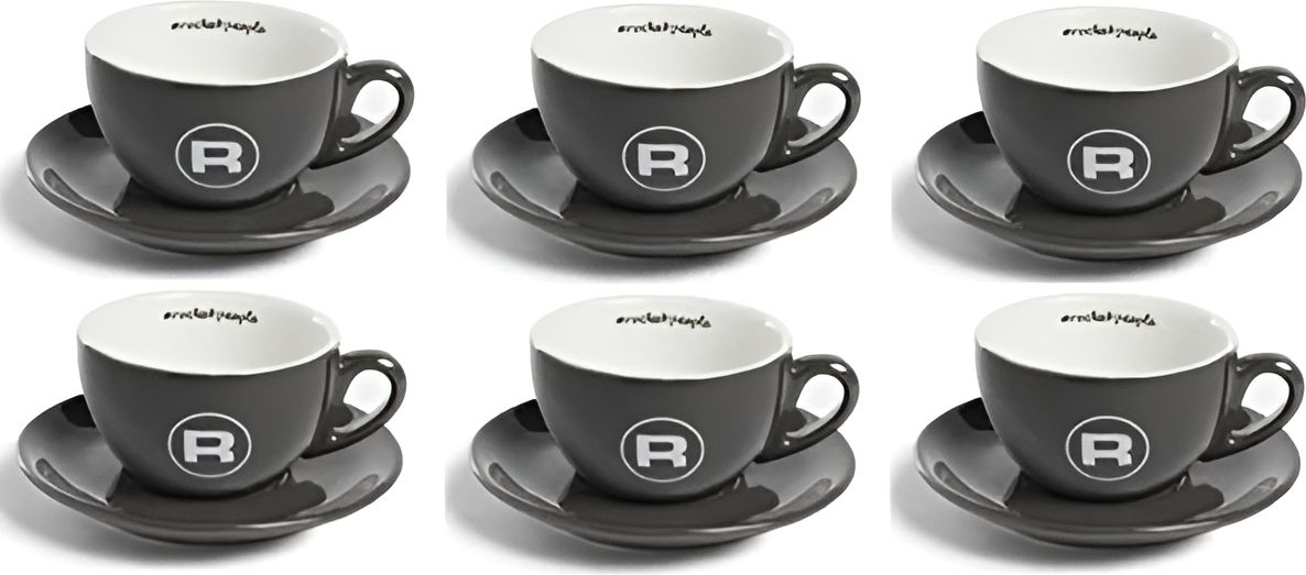 Rocket Espresso - 6 PC Grey Cappucino Cup Hashtag Set - R01-RA99907207