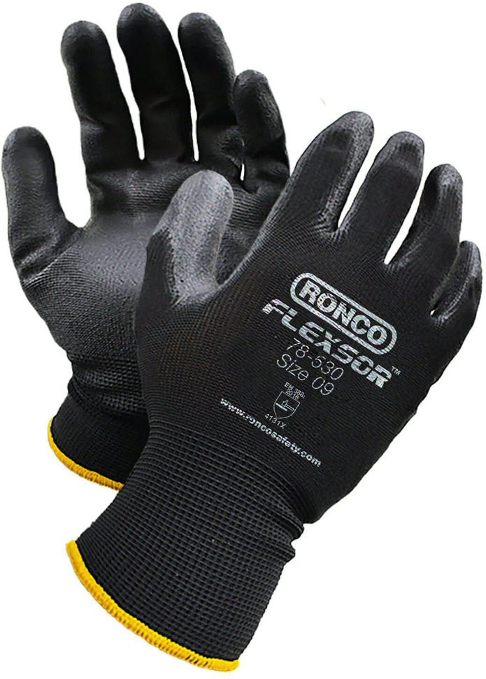 Ronco - 12x6 Flexsor PU Coated Large Polyester Gloves Pair - RNC7853009