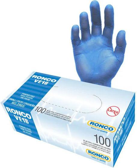 Ronco - Powder Free Vinyl Blue Large Examination Glove, 100/Bx - RNC296L