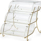 Rosseto - Three-Tier Clear Acrylic Bakery Display Case with Brass Metal Wire Stand - BK021
