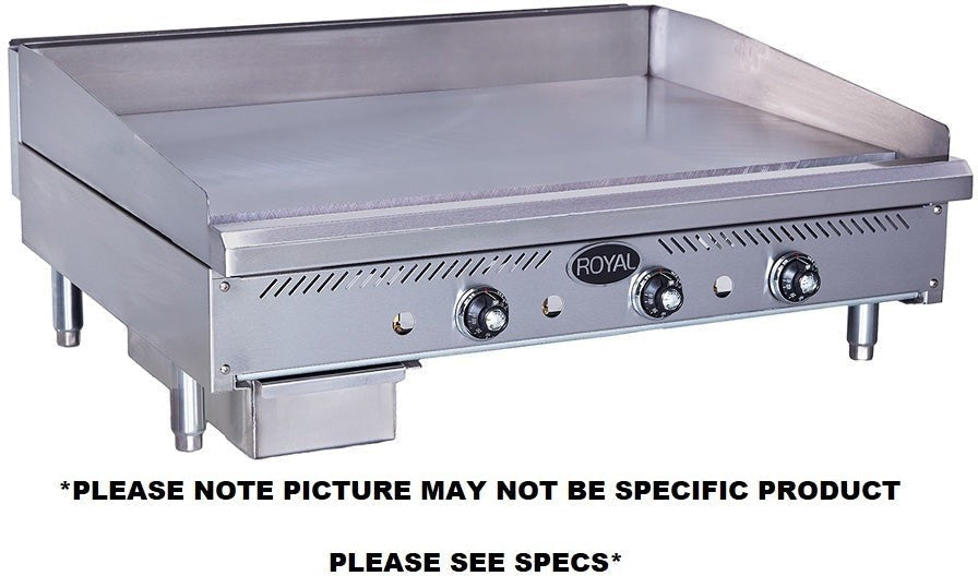 Royal - 12" Stainless Steel Heavy Duty Snack Thermostatic Griddle - RSTG-12