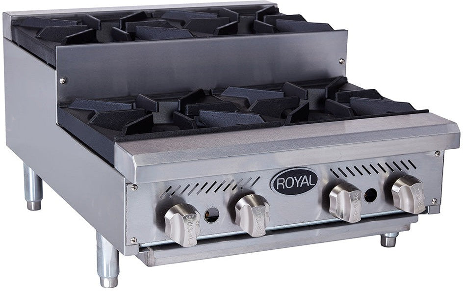Royal - 12" Stainless Steel Heavy Duty Step Up Hot Plate with 2 Burners - RHP-12-2SU