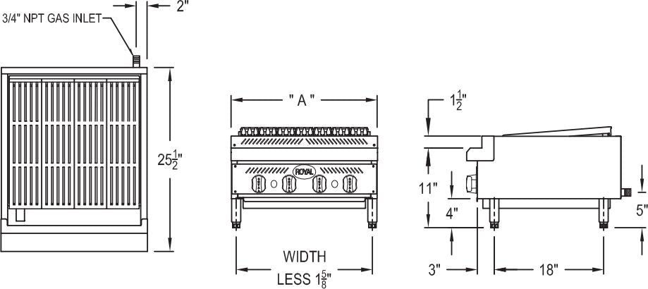 Royal - 18" Heavy Duty Snack Radiant Broiler - RSRB-18