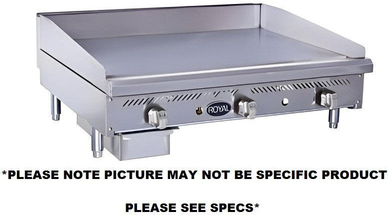 Royal - 18" Stainless Steel Heavy Duty Snack Manual Countertop Griddle - RSMG-18