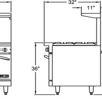 Royal - 24" Delux Stainless Steel 4 Open Burners Gas Range with One 20" Wide Oven and 2" Rear Step Up - RDR-4SU