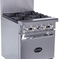 Royal - 24″ Stainless Steel 4 Open Burner Gas Range - RR-4