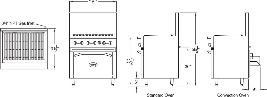 Royal - 24" Wide Storage Base Radiant Range - RR-24RB-XB