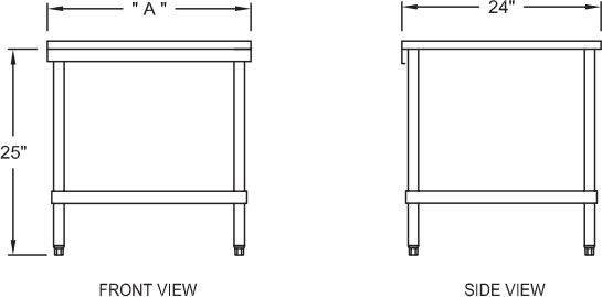 Royal - 24.5" Snack Line Stainless Steel Equipment Stand With Optional Casters - RSS-24SN