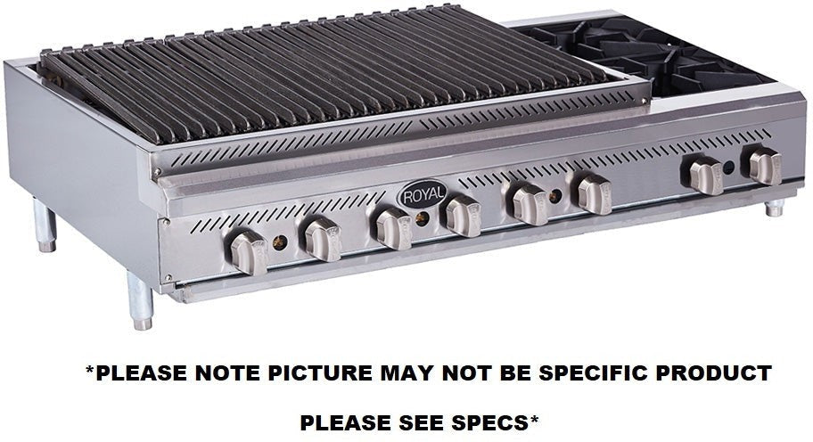 Royal - 30" Stainless Steel Combo Pack of Radiant Broilers with 2 Burners Hot Plates - RRB-18OB2