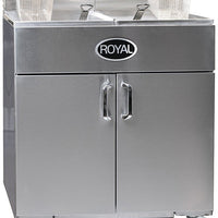 Royal - 35 Lb (31") Energy Efficient Gas Fryers With Built-In Filter System and Electro Mechanical Dial (2 Tanks) - REEF-35-2-EM