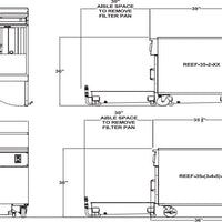 Royal - 35 Lb (77.5") Energy Efficient Gas Fryers With Built-In Filter System and 2 Product Solid State Control With Temperature Readout (5 Tanks) - REEF-35-5-DM2