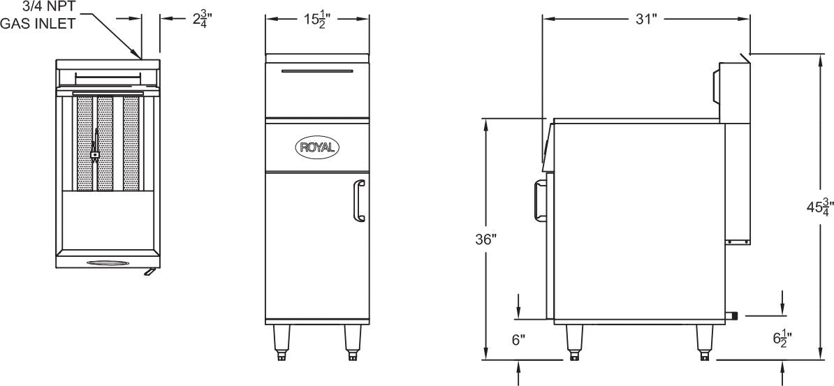 Royal - 35 lb Stainless Steel Energy Efficient Deep Fat Fryer - REEF-35
