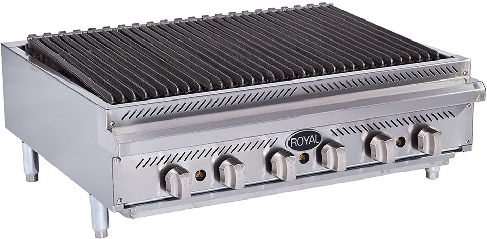 Royal - 36", 6 Burners Stainless Steel Heavy Duty Radiant Broiler - RRB-36