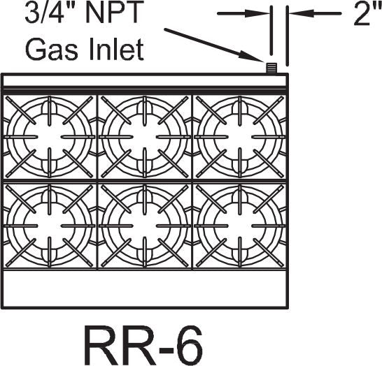 Royal - 36″ Stainless Steel 6 Open Burners Gas Range with 26.5" Wide Oven - RR-6