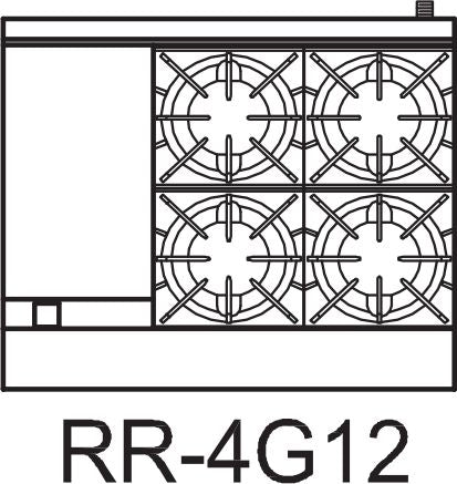 Royal - 36″ Stainless Steel Gas Range with 26.5" Wide Oven and 12" Wide Griddle - RR-4G12