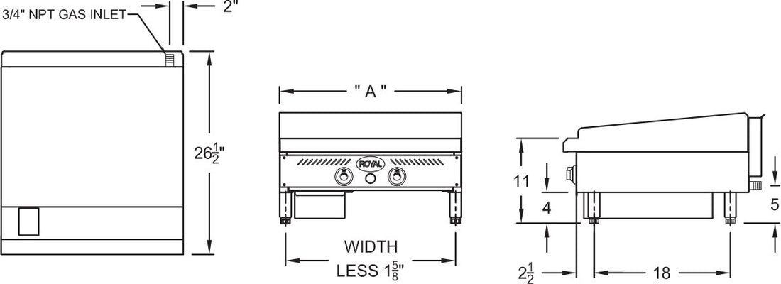 Royal - 36" Stainless Steel Heavy Duty Snack Thermostatic Griddle - RSTG-36