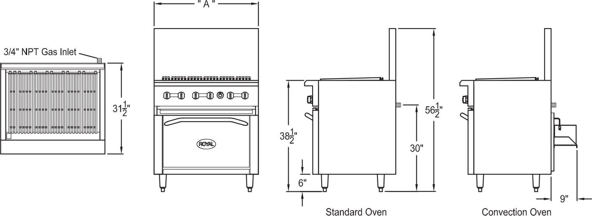 Royal - 36" Storage Base Radiant Range Broiler - RR-36RB-XB