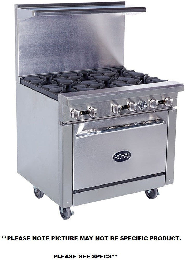 Royal - 36” Wide Griddle Stainless Steel Gas Range with 26.5" Wide Oven - RR-G36
