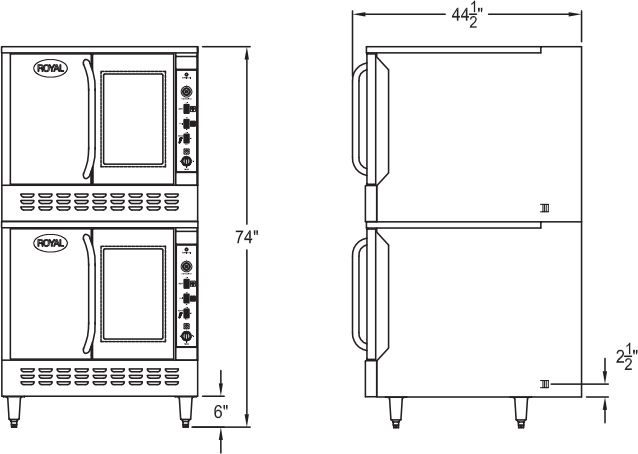 Royal - 4 Burners Double Deck Gas Convection Oven With Bakery Depth - RCOD-2