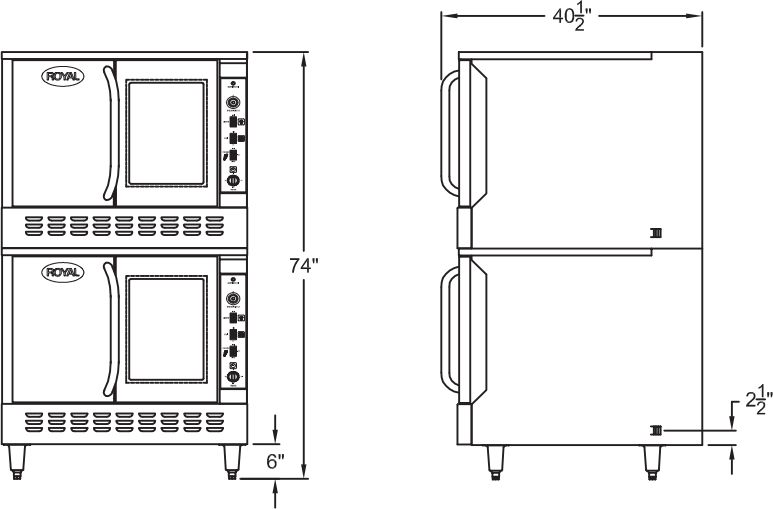 Royal - 4 Burners Double Deck Gas Convection Oven With Standard Depth - RCOS-2