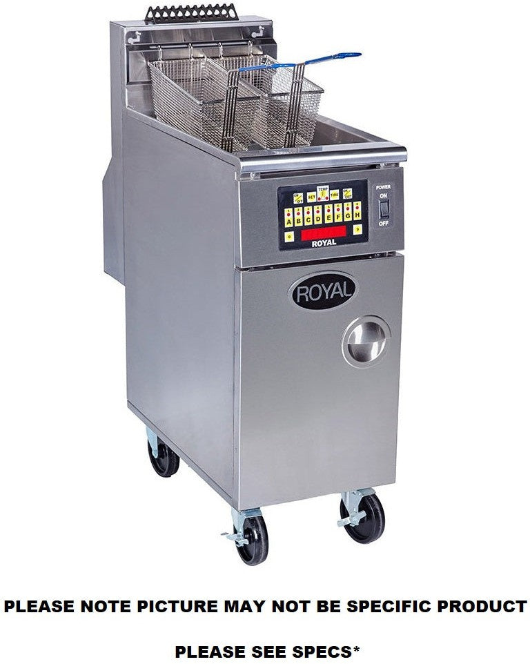 Royal - 45 Lb (46.5") Digital Thermostat High Efficiency Fryer with Built In Filter System and 8 Product Computer Control- RHEF-45-3-CM