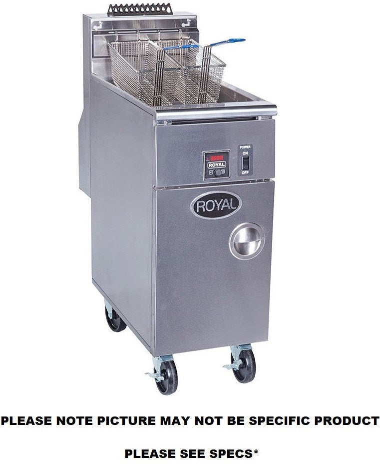 Royal - 45 Lb (46.5") Digital Thermostat High Efficiency Fryer with Built In Filter System with Solid State Control With Temperature Readout - RHEF-45-3-DM