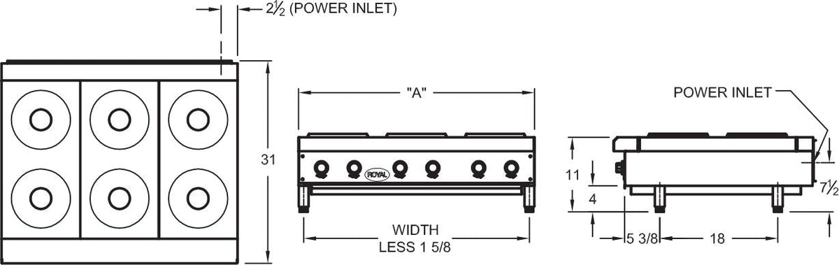 Royal - 48" Stainless Steel 8 Elements Heavy Duty Electric Hot Plate - RHPE-48-8