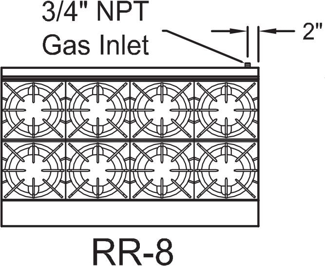 Royal - 48″ Stainless Steel 8 Open Burner Gas Range with Two 20” Wide Ovens - RR-8