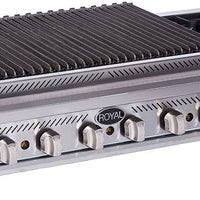 Royal - 48″ Stainless Steel Combo Pack of Radiant Broilers with 2 Burners Hot Plates - RRB-36OB2