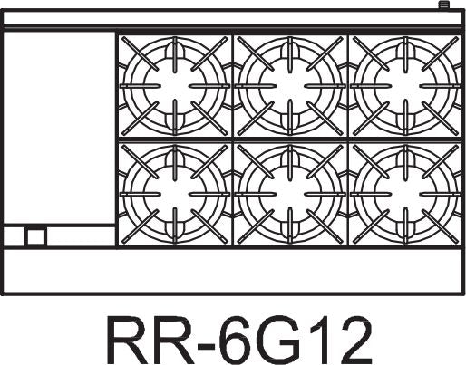 Royal - 48″ Stainless Steel Open Burner With 12" Griddle And Two 20" Wide Ovens Gas Range - RR-6G12