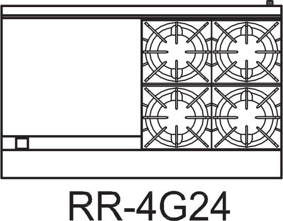 Royal - 48″ Stainless Steel Open Burner With 24" Griddle And Two 20" Wide Ovens Gas Range - RR-4G24