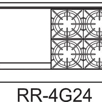 Royal - 48″ Stainless Steel Open Burner With 24" Griddle And Two 20" Wide Ovens Gas Range - RR-4G24